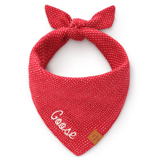 Berry Stitch Flannel Dog Bandana