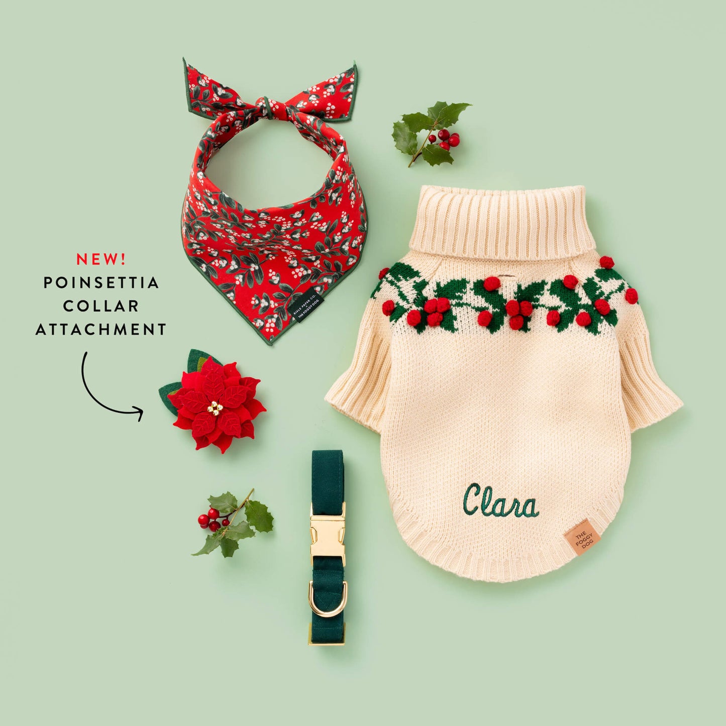 Poinsettia Dog Collar Flower