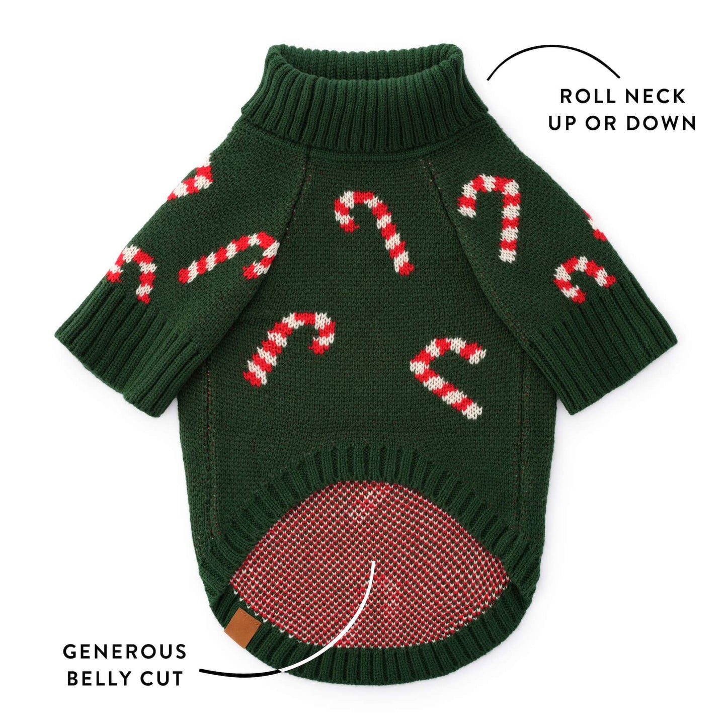 Evergreen Candy Canes Dog Sweater