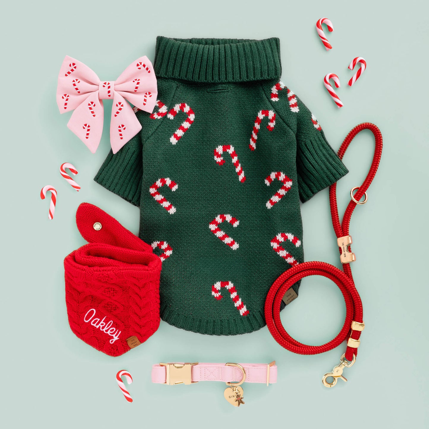 Evergreen Candy Canes Dog Sweater
