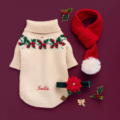 Poinsettia Dog Collar Flower Set