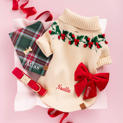Holly Bobble Dog Sweater
