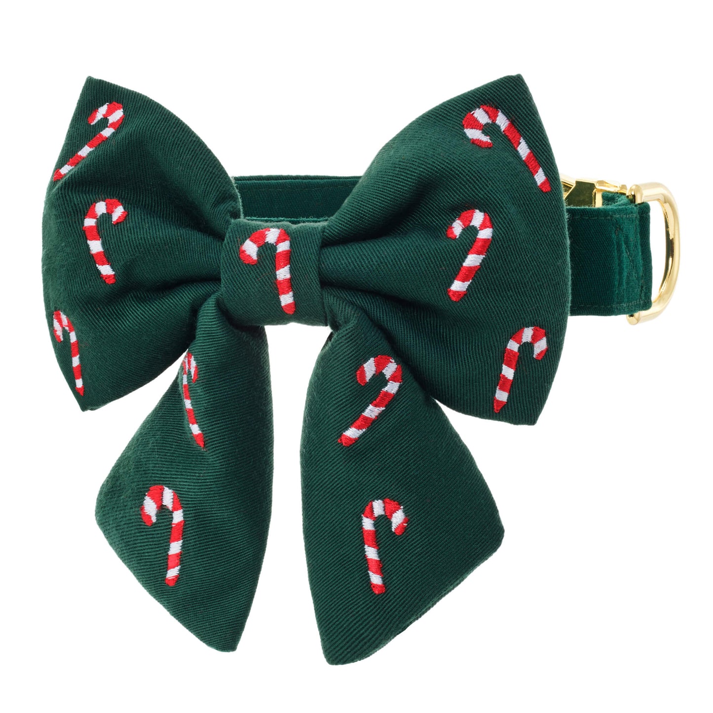 Evergreen Candy Canes Embroidered Lady Bow Collar