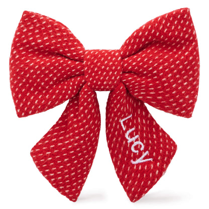 Berry Stitch Flannel Lady Dog Bow