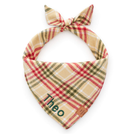 Eggnog Plaid Flannel Dog Bandana