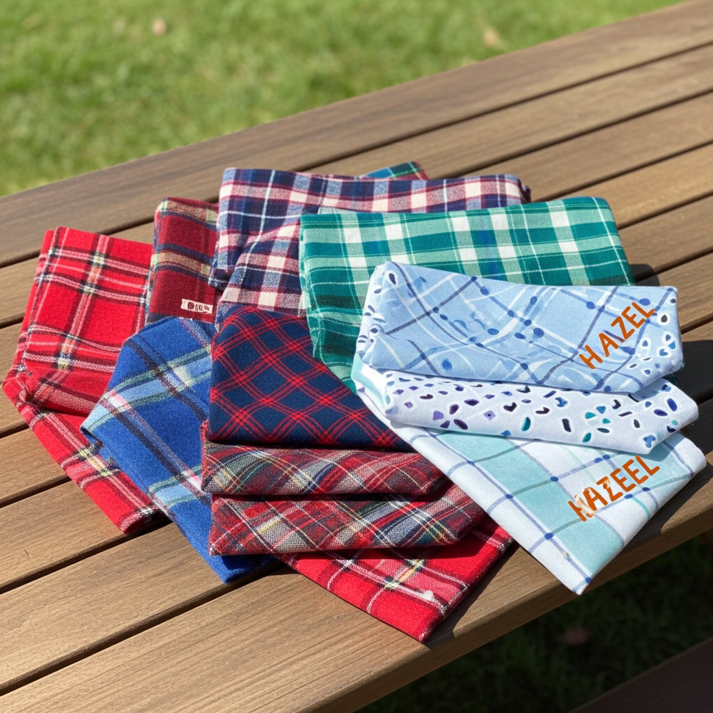 Berry Stitch Flannel Dog Bandana