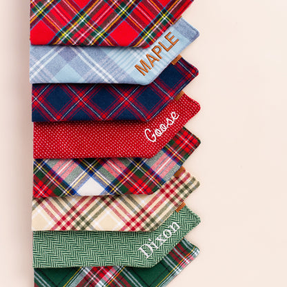 Berry Stitch Flannel Dog Bandana