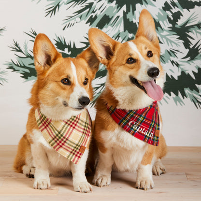 Eggnog Plaid Flannel Dog Bandana