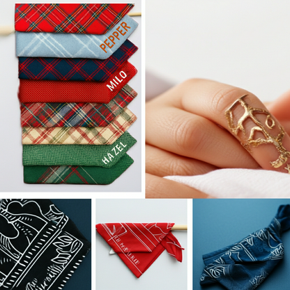 Berry Stitch Flannel Dog Bandana