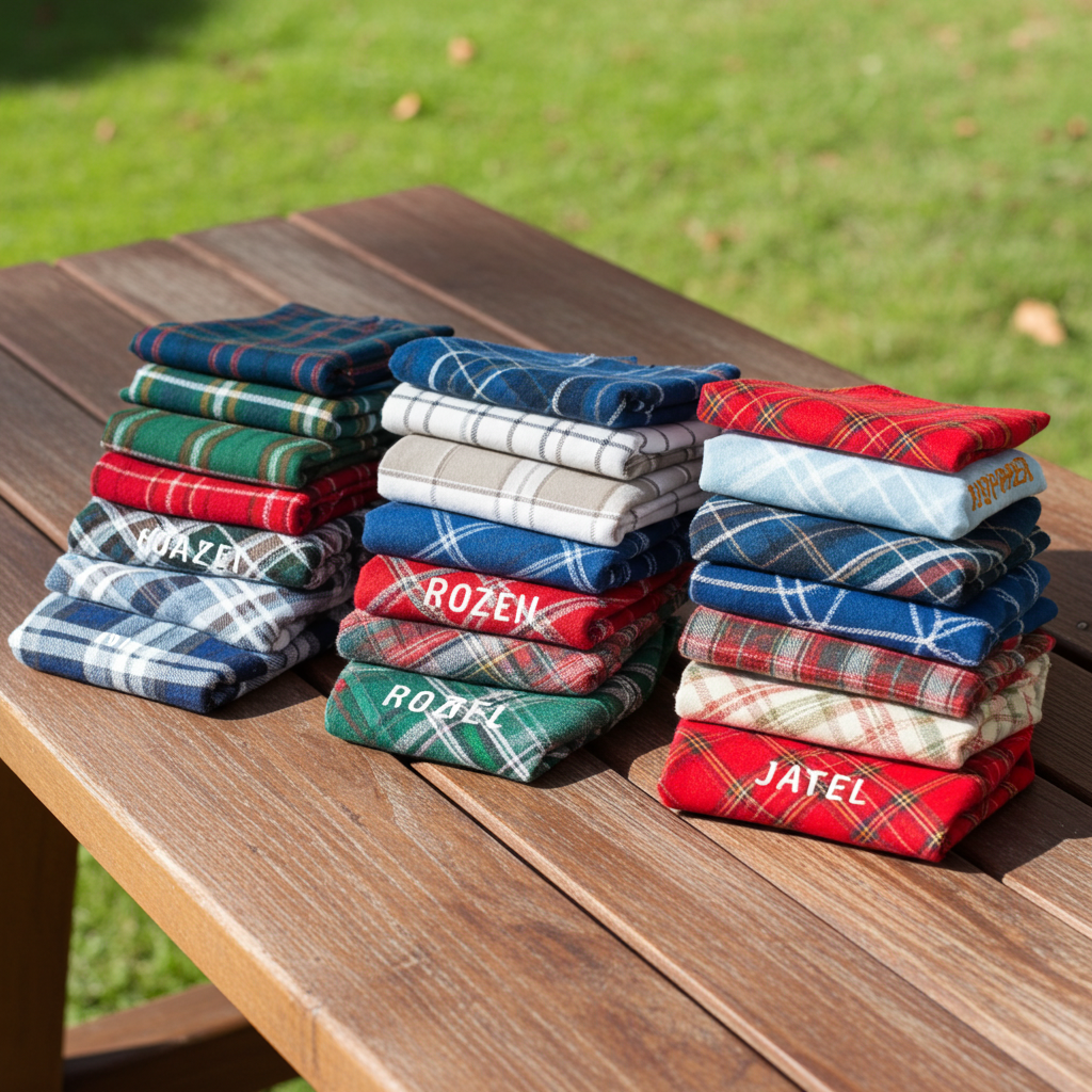 Berry Stitch Flannel Dog Bandana