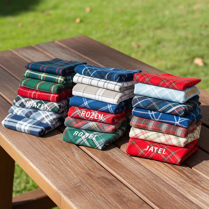 Berry Stitch Flannel Dog Bandana
