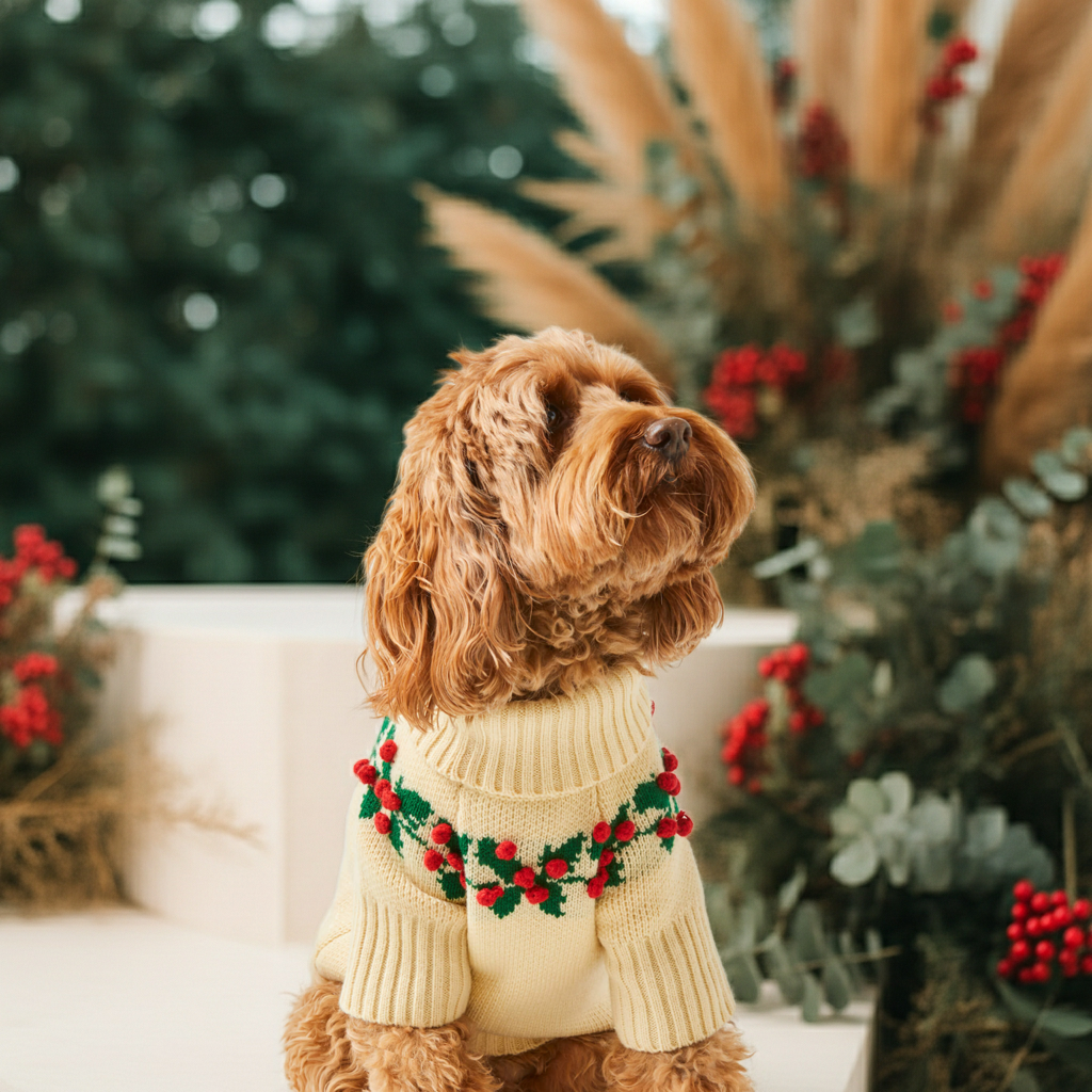 Holly Bobble Dog Sweater