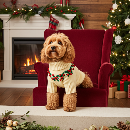 Holly Bobble Dog Sweater